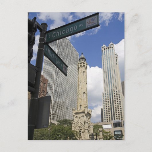 Wasserturm, Chicago, Illinois, USA Postkarte (Vorderseite)