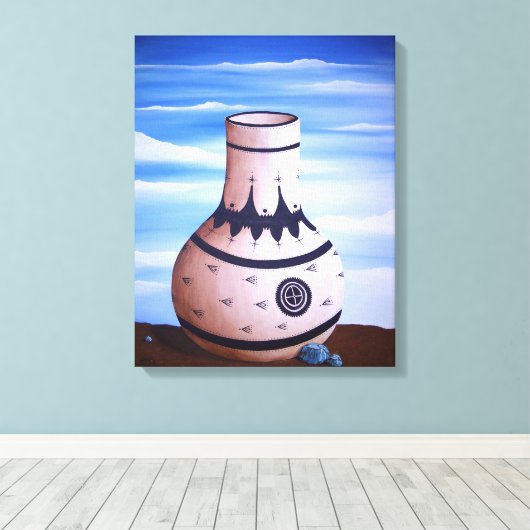 Wasservase und Türkis Leinwanddruck (Insitu (Holzboden))