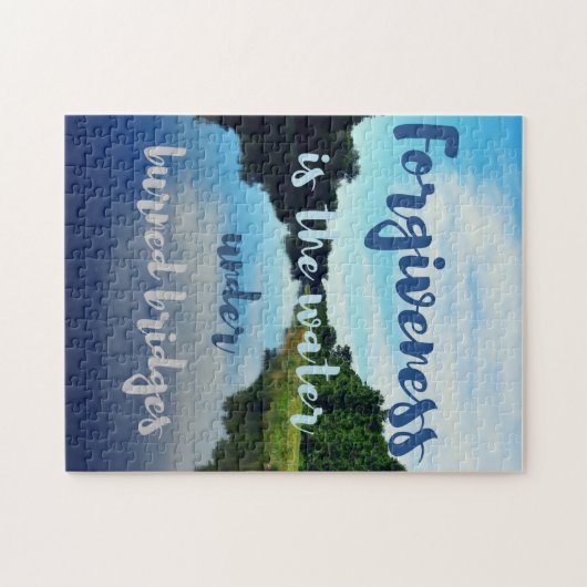 Wasserverbrannte Brücken verzeihen Zitat Puzzle (Horizontal)