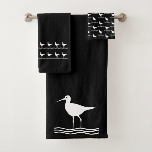 Wasservogel Bad Schwarz-Weiß-Handtuch-Set Badhandtuch Set (Insitu)