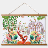Wasservögel Flamingo Couple Tree of Life Spring Wandteppich Mit Holzrahmen (Vorne)