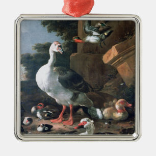 Wasservögel in einer klassischen Landschaft, 17. Silbernes Ornament