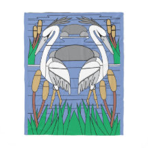 Wasservögel Swan Couple Wassercolor Teichlandschaf