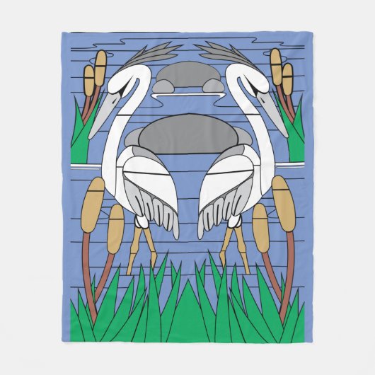 Wasservögel Swan Couple Wassercolor Teichlandschaf Fleecedecke (Vorderseite)