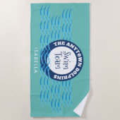 Wasserwaagen Schwimmteam Personalisiert Aquamarin Strandtuch (Vorderseite)