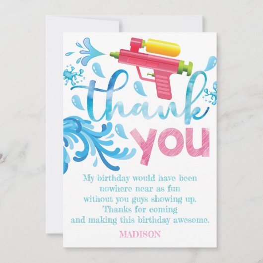 Wasserwaffe Foto Sommergeburtstag Party Dankeskarte (Vorderseite)
