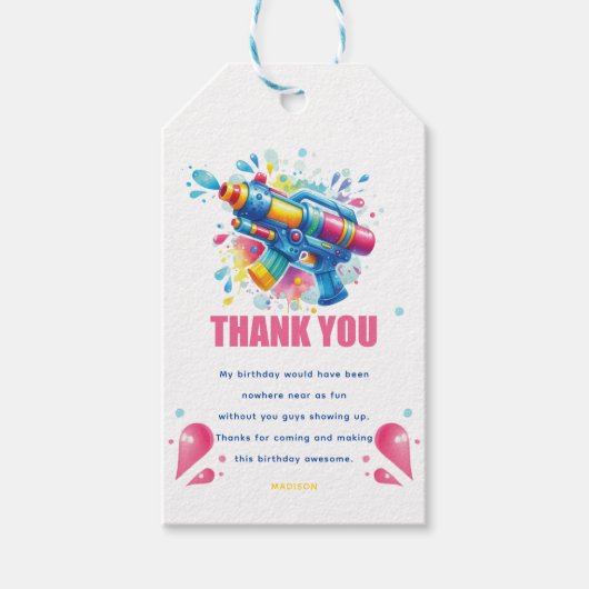 Wasserwaffe Mädchen Geburtstag Custom Geschenkanhänger (Vorderseite)