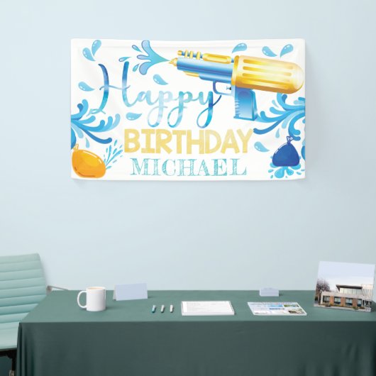 Wasserwaffe Sommer Geburtstag Personalisiertes Ban Banner (Messeveranstaltung)