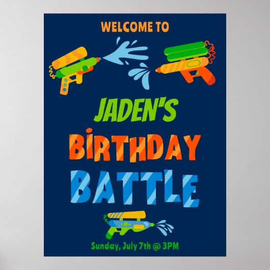 Wasserwaffengefecht Party Willkommenszeichen Poster (Vorne)