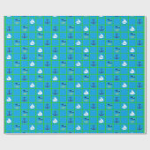Wasserwal, Segelboot, Anchor Blue Green Geschenkpapier (Flach)