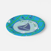 Wasserwal, Segelboot, Anchor Blue Green Tellers Pappteller (Schrägansicht)