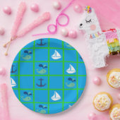 Wasserwal, Segelboot, Anchor Blue Green Tellers Pappteller (Party)