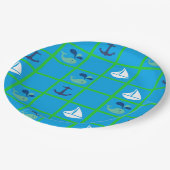 Wasserwal, Segelboot, Anchor Blue Green Tellers Pappteller (Schrägansicht)