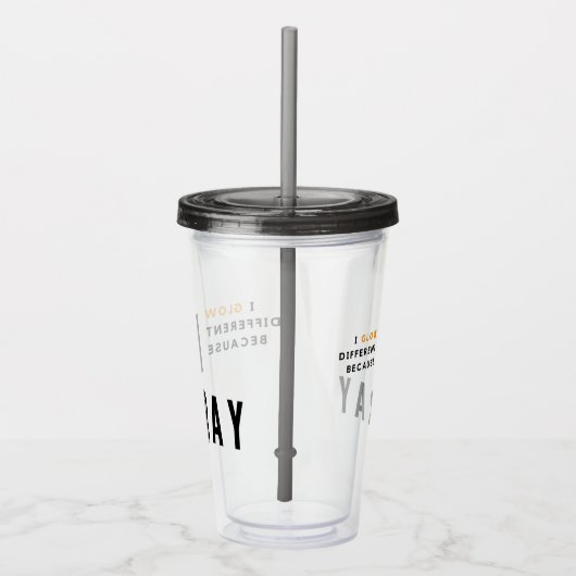 Wasserwäscher mit grauem Deckel und Stroh Acryltrinkbecher (Rechts)