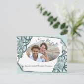 Wasserweise Sukkulente in Minzblau / Kieferngrün Ankündigungspostkarte (Stehend Vorderseite)