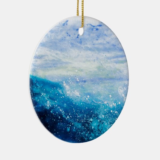 Wasserwellen Ozeanwellen aquamarines Malen Keramikornament (Rechts)