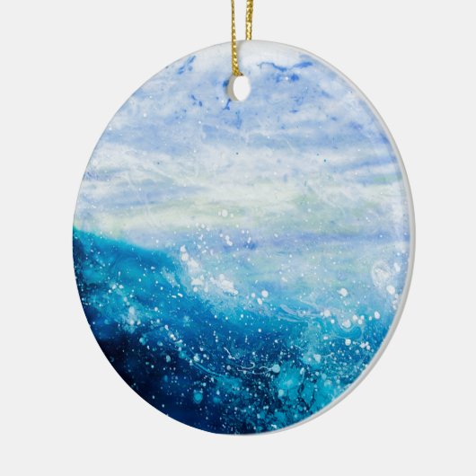 Wasserwellen Ozeanwellen aquamarines Malen Keramikornament (Links)