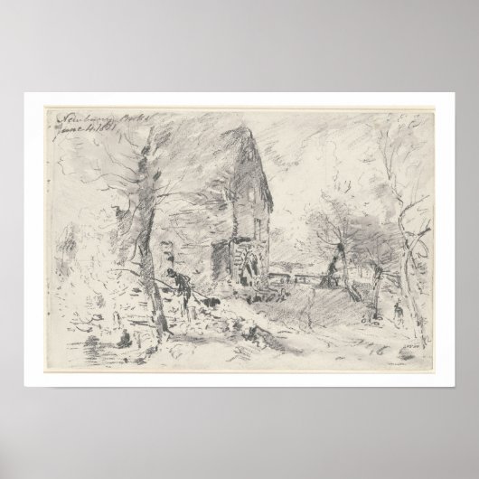 Wasserwerk in Newbury (Bleistift) Poster (Vorne)