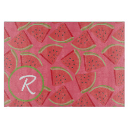 Wasserzeichen-Monogramm in Rosa und Grün Schneidebrett