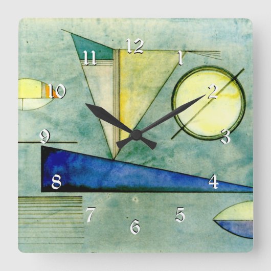 Wassily Kandinsky abstract artwork, Haze Quadratische Wanduhr (Vorderseite)