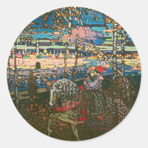 Wassily Kandinsky Das reitende Paar Russische Kuns Runder Aufkleber