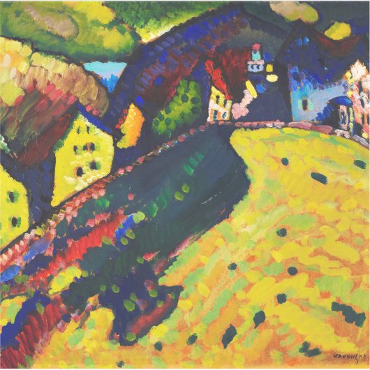 Wassily Kandinsky. Häuser in Murnau. Expressionism Aufkleber (Vorderseite)