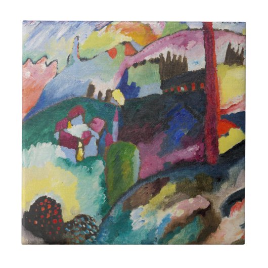 Wassily Kandinsky Landschaft mit Fabrikschornstein Fliese (Vorderseite)