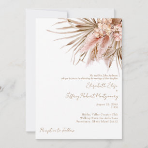 Wässrige Aquarell-Pampas-Rosé-Hochzeit Einladung