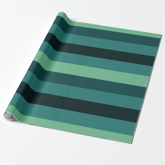 Wässrige Grüntöne Striped Verpackungs-Papier Geschenkpapier (Ungerollt)