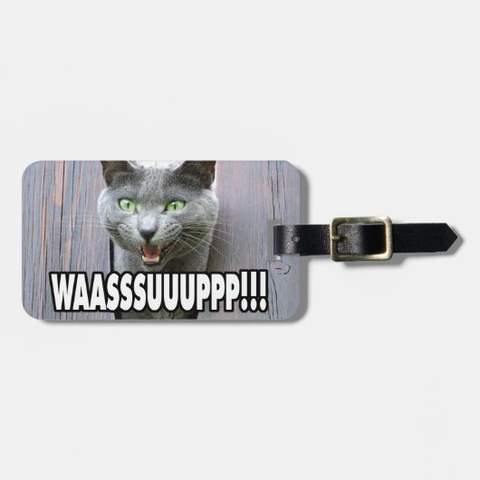 WASSUP - Cat Meme Gepäckanhänger (Vorderseite horizontal)