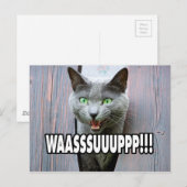 WASSUP - Cat Meme Postkarte (Vorne/Hinten)