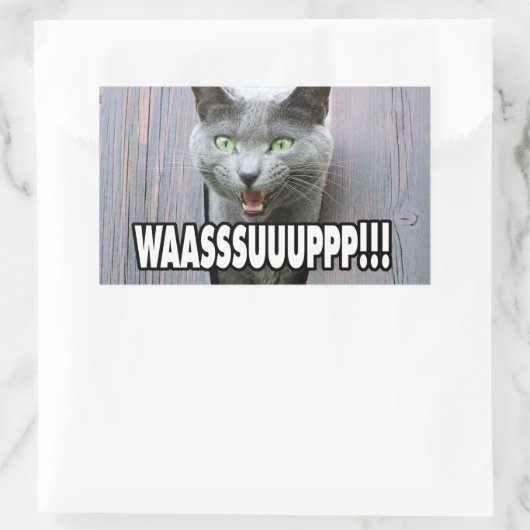 WASSUP - Cat Meme Rechteckiger Aufkleber (Tasche)