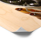 Waste bin full of empty champagne bottles on poster (Ecke)