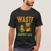 Waste Not Compost Lots Com Composting Worms T-Shirt (Vorderseite)