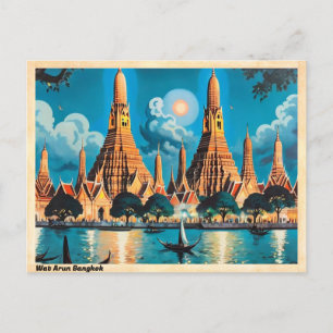 Wat Arun Bangkok Vintage Reise Postkarte
