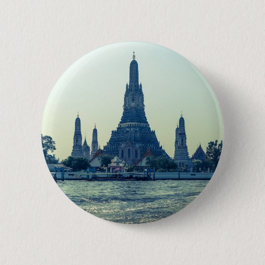 Wat Arun Tempel mit Fluss Thailand Bangkok Button (Vorderseite)