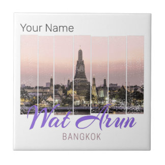 Wat Arun Temple Bangkok Thailand Sunset Souvenir Fliese