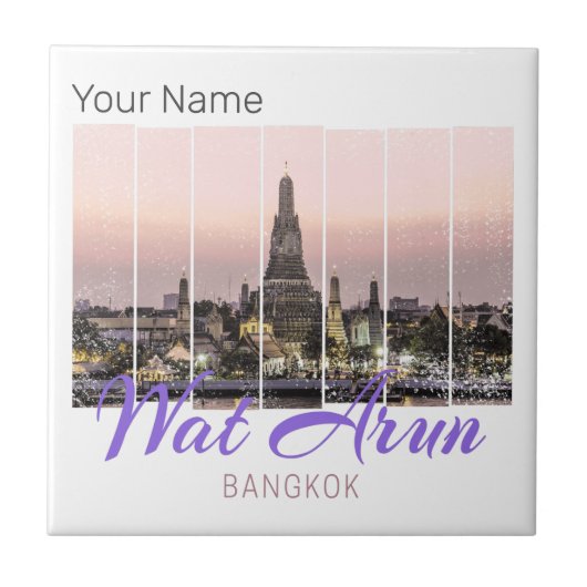 Wat Arun Temple Bangkok Thailand Sunset Souvenir Fliese (Vorderseite)