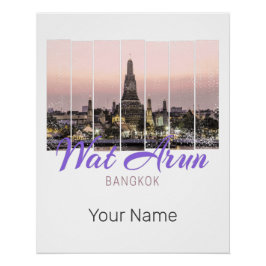 Wat Arun Temple Bangkok Thailand Sunset Souvenir Poster