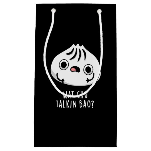 Wat Chu Talkin Bao Funny Dimsum Pun Dark BG Kleine Geschenktüte (Vorderseite)