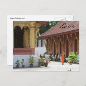 Wat Mönche Postkarte (Vorne/Hinten)