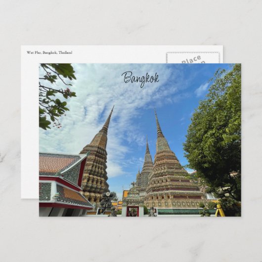 wat pho stupas bangkok postkarte (Vorne/Hinten)