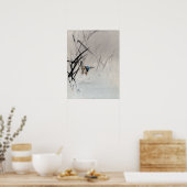 Watanabe Seitei Bird fängt Fisch unter Roten Poster (Küche)