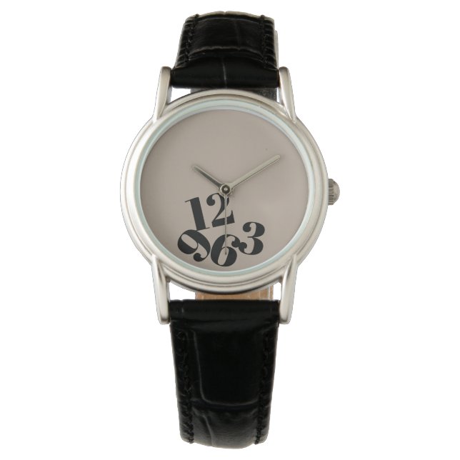 Watch - Beige Hintergrund Große Zahl gefallen Armbanduhr (Vorderseite)