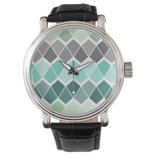 Watch - Blaues, graues und weißes geometrisches Mu Armbanduhr