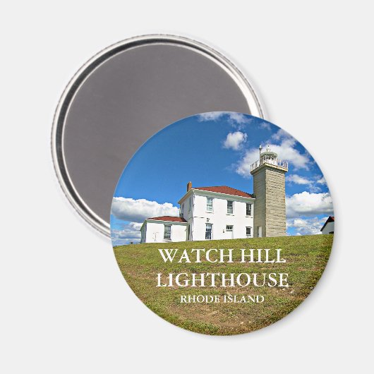 Watch Hill Lighthouse, Rhode Island Round Magnet (Vorderseite/Rückseite)