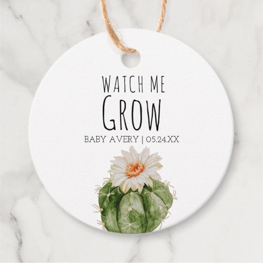 Watch Me Grow Baby Succulent Baby Shower Favoriten Geschenkanhänger (Vorderseite)