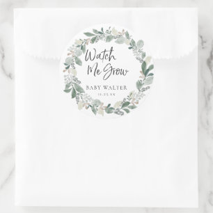 Watch Me Grow Eukalyptus-Baby-Partygeschenk Runder Aufkleber