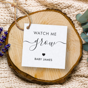 Watch Me Grow, Pflanze Baby Shower Tag, Kraft Geschenkanhänger