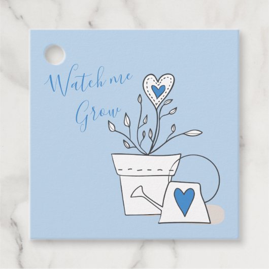 Watch Me Grow Pflanze Geschenk Blue Baby Dusche Geschenkanhänger (Vorderseite)